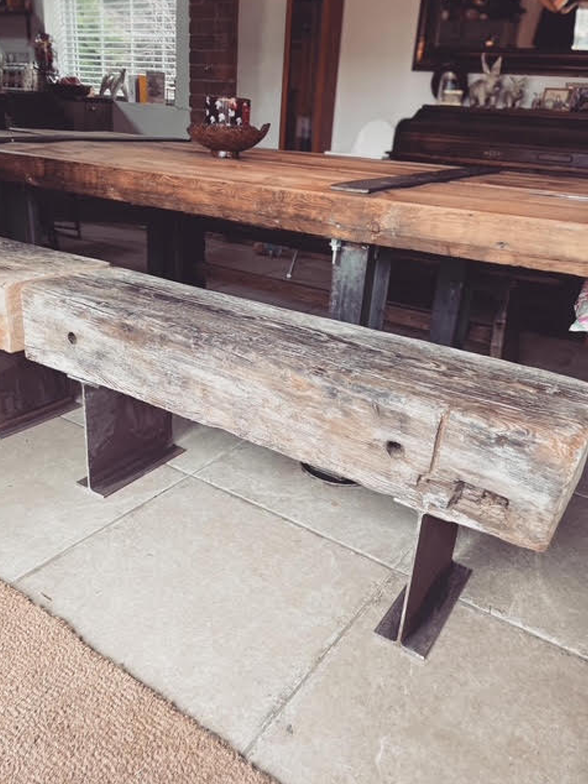 table bench made by found and formed