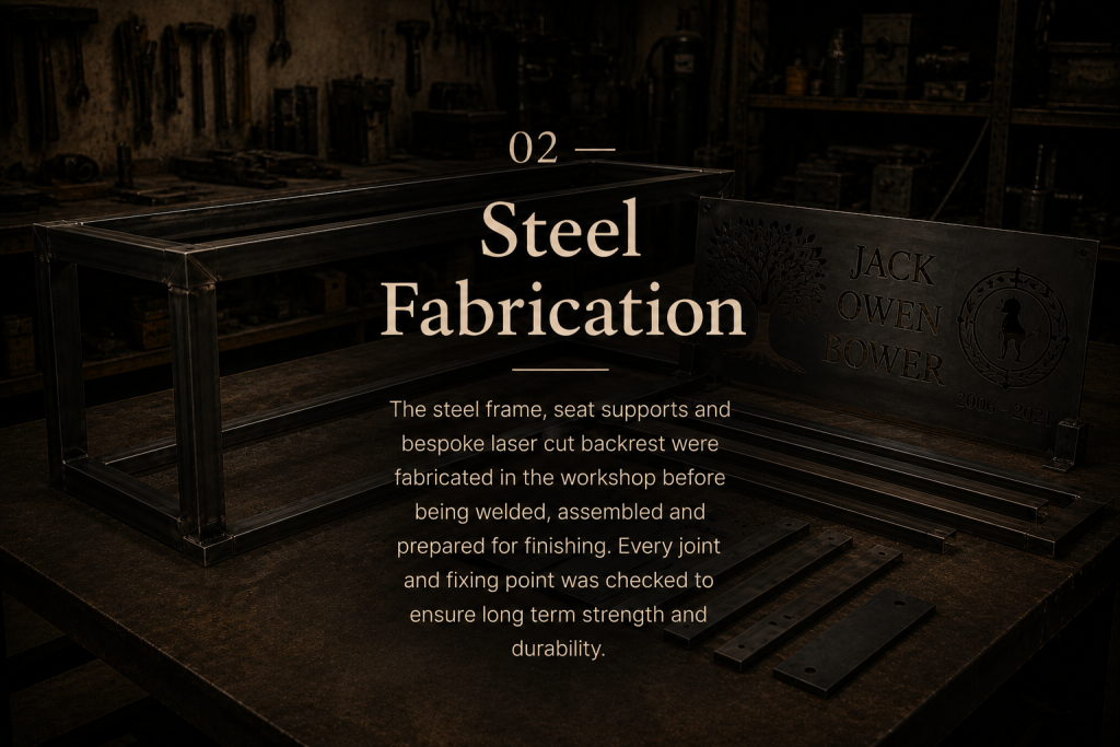 steel fabrication for Memorial bench